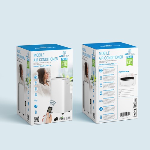 Design a stunning high end retail packaging for our portable airconditioner Design by Rajith Shantha
