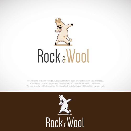 Design a "rock 'n' roll" inspired logo for "Rock and Wool" knit kit company! Design by ROMOOZE