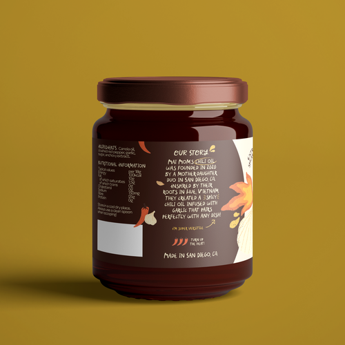 Eye catching packaging label for spicy chili oil jar Design by O1iviaTaylor