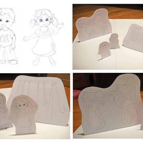 Create an interactive story telling set with board and characters Design by Hattifant