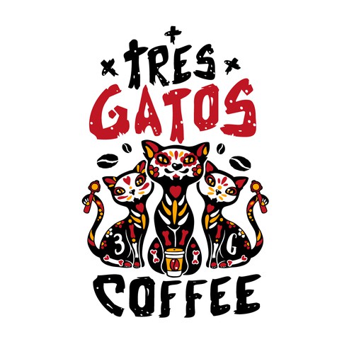 TRES GATOS COFFEE LOGO Design by vupeyadu ♥