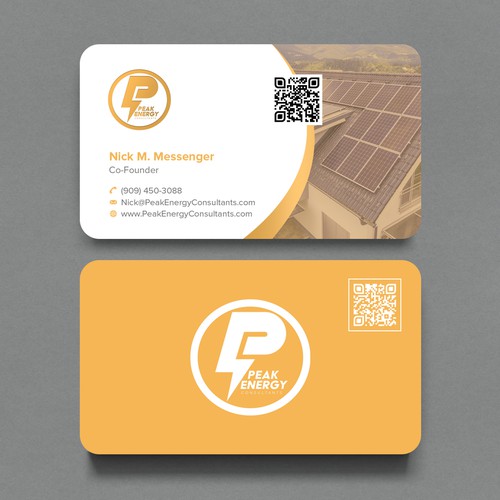 Modern Business Card Design for Electric Energy and Solar Company Design by CurveSky™ ☑️