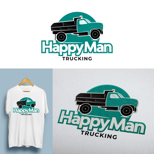 Happy Man Trucking Logo Design by Storiebird