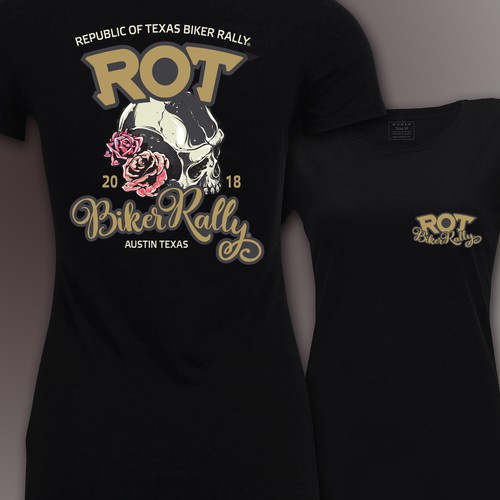 Large biker rally needs men's and women's t-shirt designs