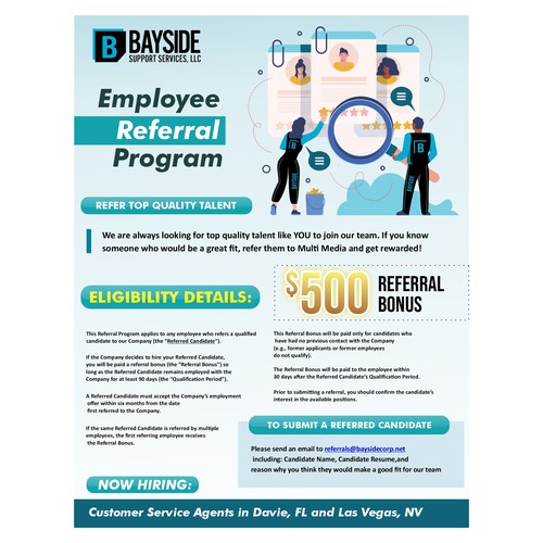 need a flier to announce awesome employee referral program target demo young tech support agents Design by Kheyra_Aulia