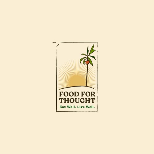 Fresh, Playful Island-Inspired Logo for Food For Thought – Organic Café & Market in the Florida Keys Design by m210297