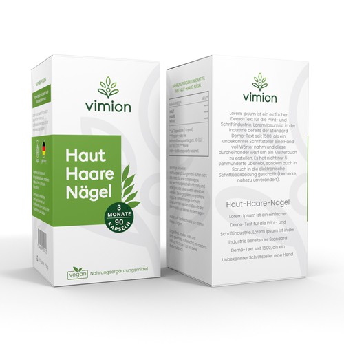 Packaging design for a German brand of high-quality food supplements Design by Packagingholic