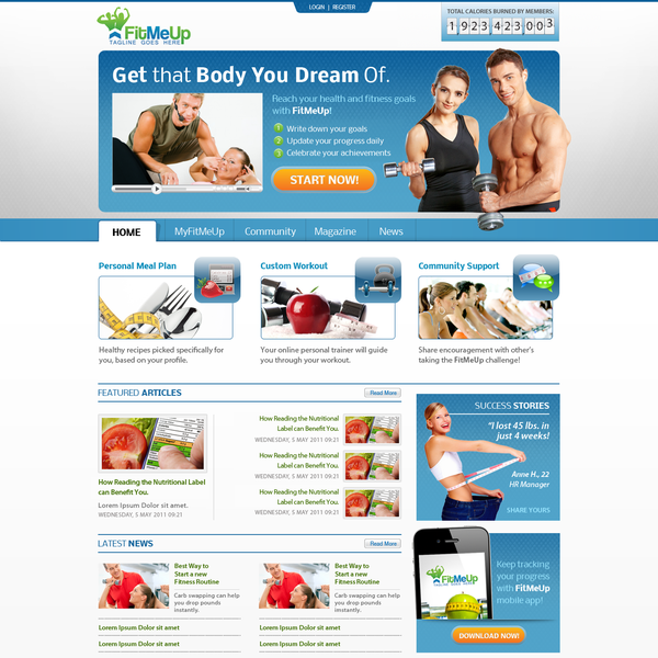 Website Design for FitMeUp - Fitness Portal