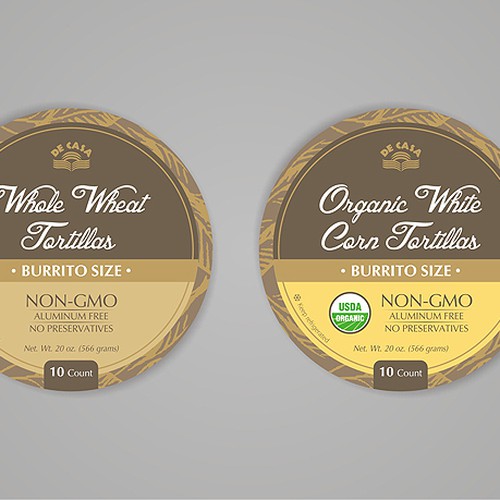Create a new label for our natural tortillas Diseño de VEBO