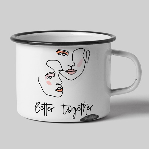 Quirky enamel mug illustration for concept stores - female empowerment Design by GloriaSánchezArtist