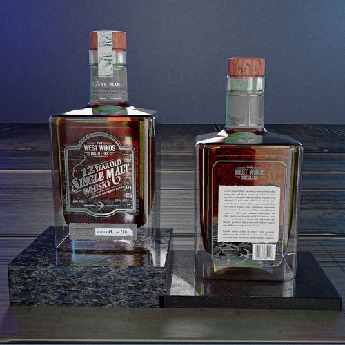 Premium Bottle Label for 12 Year Old Single Malt Bourbon Cask Whisky Design by Antidotooo™