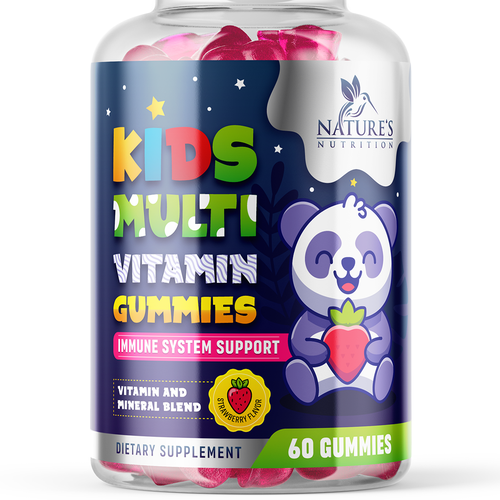 Tasty Kids Multivitamin Gummies Product Label for Nature's Nutrition Design by ZAKIGRAPH ®