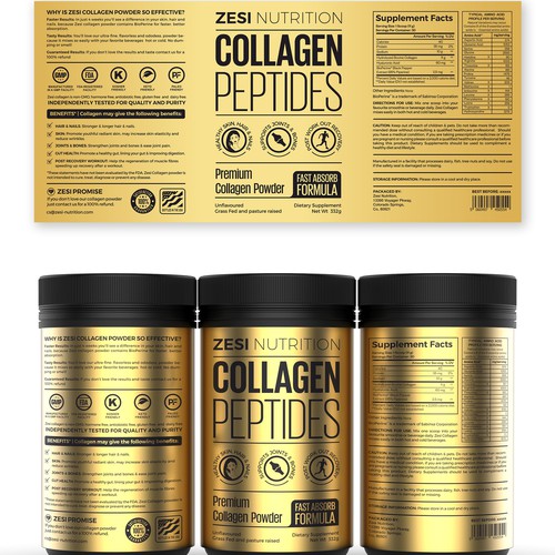 Design an attention grabbing, modern label for our collagen supplement Design by Imee008