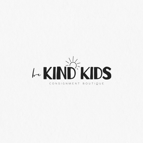 Be Kind!  Upscale, hip kids clothing store encouraging positivity Design by Jirisu
