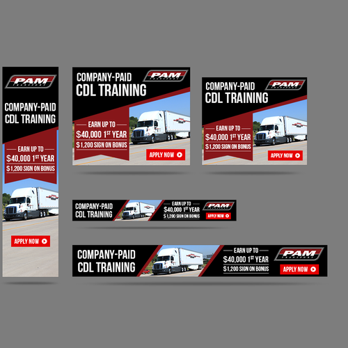 Keep on trucking! Create banner ads for truck driver recruitment. Design by T Creative