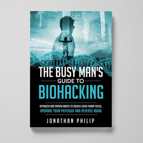 Exciting and unique book cover for mind, body, spirit and health optimization that appeals to men Design by Nitsua