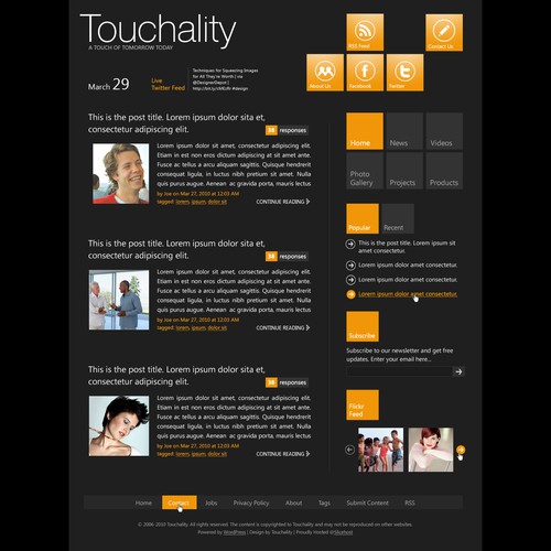 Design for Windows Phone 7 Metro UI Wordpress Theme Design by jasin242