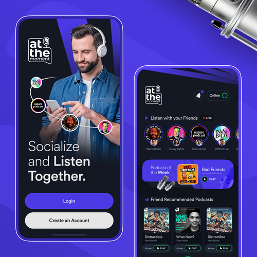 Modern, Clean, Popping Design for a New Podcast App Design by Makak._.Studios