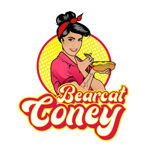 G-Rated Cartoon PinUp Girl girl logo for Retro Coney Hotdog restaurant Design by MALATHY