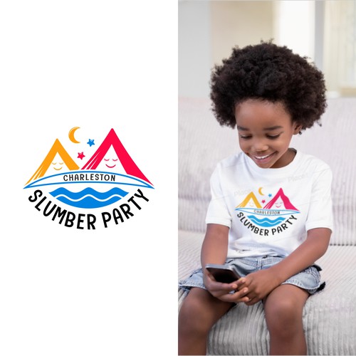 Cute slumber party tent company logo incorporating the Charleston Ravenel bridge Design by Yoe_Std