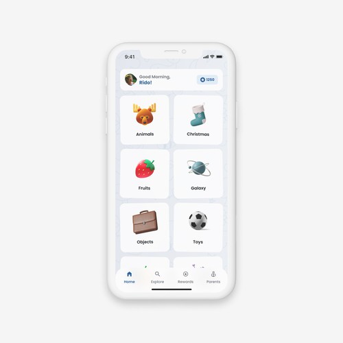 Clear and colorful app meant to engage young children Design by ridoariherawan