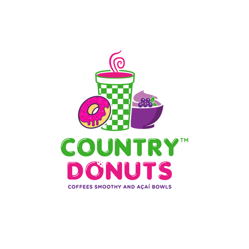 We need a modern exciting logo to encompasses our Name Country Donuts Coffee smoothy bowls Design von ropix