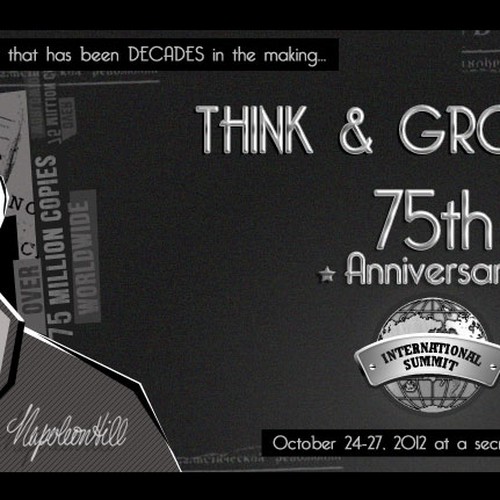 Banner Ad---use creative ILLUSTRATION SKILLS for HISTORIC 75th Anniversary of "Think & Grow Rich" book by Napoleon Hill Design por PXLGURU