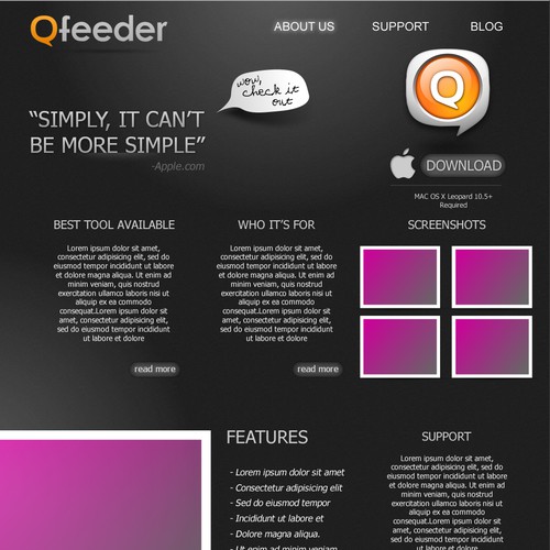 Simple OSX Desktop App Homepage Design by stupidlazydog
