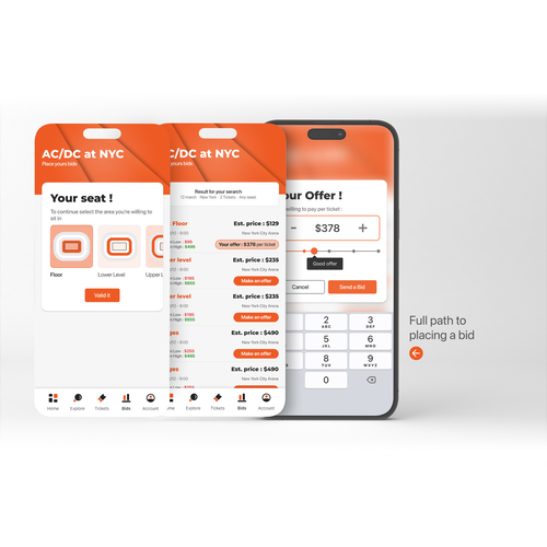 Concert and sports ticketing app to help fans save money Design by Pirgo
