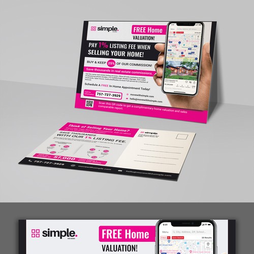 Make a home valuation real estate postcard with QR code. Design réalisé par idea@Dotcom