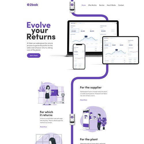 We need an awesome one page landing for our return management product / Diseño web 2bak Design by Tushar K∎