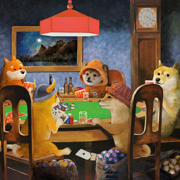 Dogs Playing Poker Oil Painting