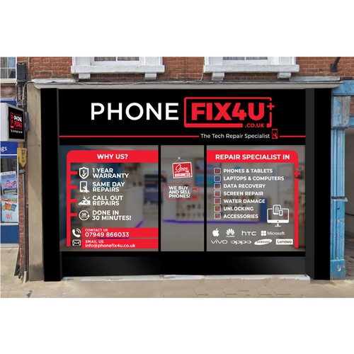 PhoneFix4u.co.uk Phone repair Shopfront Design Design by Izznuls