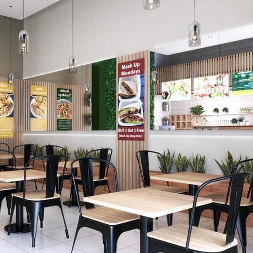 3D Rendering Concept Design for Healthy Restaurant Design by Yanet GR