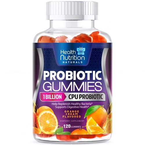 Healthy Probiotic Gummies Label needed for Health Nutrition Design réalisé par agooshe