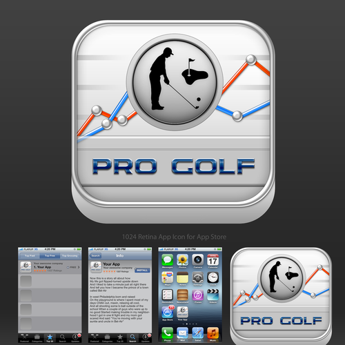  iOS application icon for pro golf stats app Design by mbah NGADIRAN