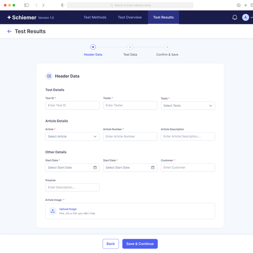 A desktop web UI design for a plastic quality testing software Design by Crimsonte