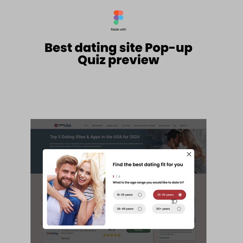 Engaging quiz feature design for product comparison website Design by DezainHub