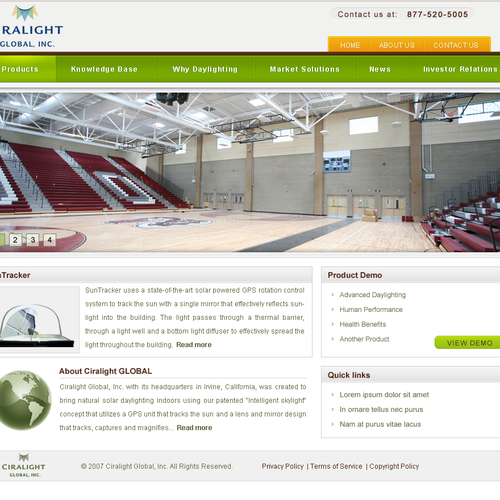 Website for Green Energy Smart Skylight Product Diseño de GabyB