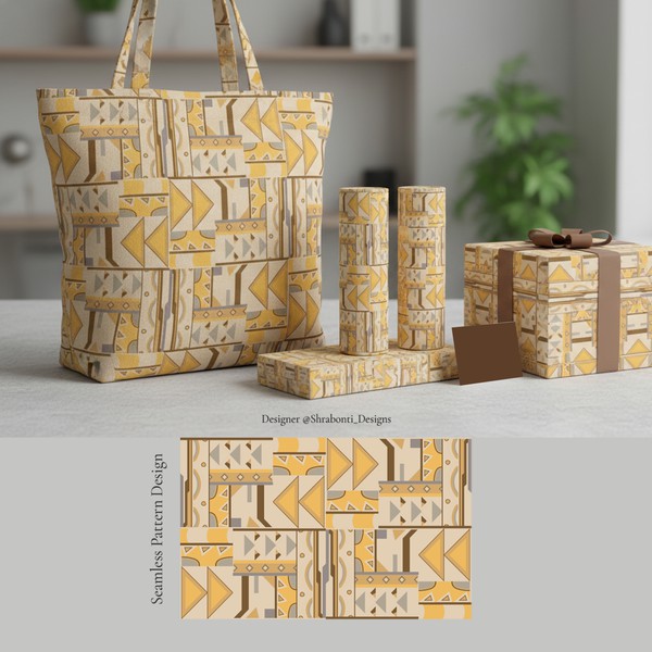 Design by S'D titled "Ethnic Geometric Seamless Pattern"