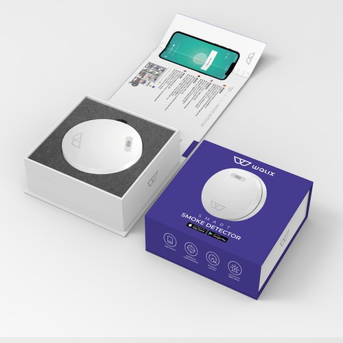 Need a complete modern and powerful packaging for our intelligent smoke detector. Design by Designlifelk