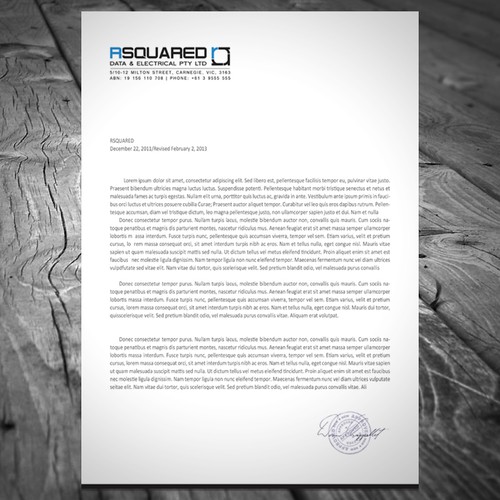 Help RSQUARED DATA & ELECTRICAL PTY LTD with a new stationery Diseño de Cole.