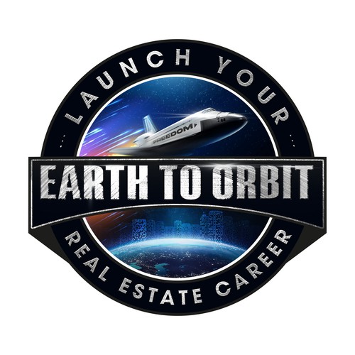 Realistic Logo for "Earth to Orbit" Sales Course. Achieve financial freedom through real estate. Design by GIRA.