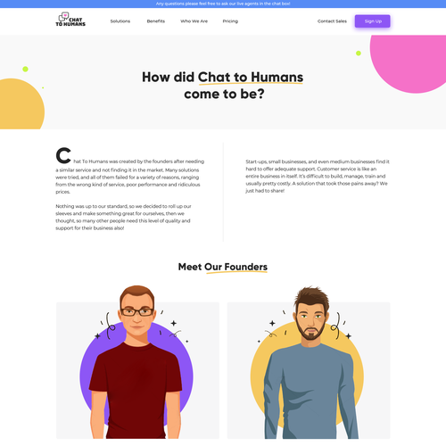 Create an enticing and user and human centric website design for a live chat support service company Design by Obizzy