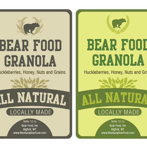 print or packaging design for Bear Food, Inc Diseño de be ok