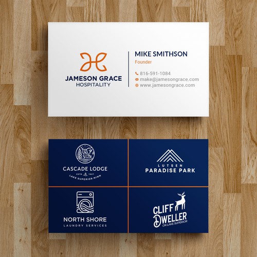 Create a modern and clean business card for a parent company with 4 subsidiaries Design by Roni_