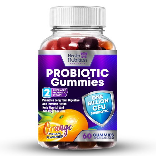 Healthy Probiotic Gummies Label needed for Health Nutrition Design réalisé par By.You