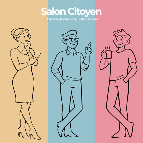 "drei Zeichenstrich-Figuren (Stereotypen)" winning Poster