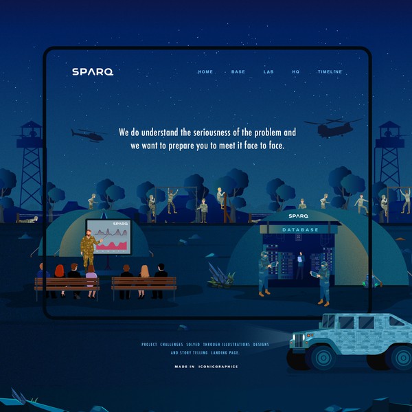 Sparq Storytelling Landing Page and Illustrations