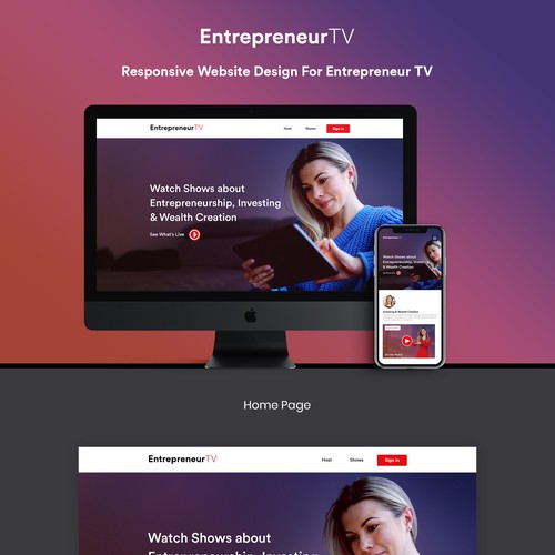 Netflix Style EntrepreneurTV Website (design only) Design by Isaac Creative